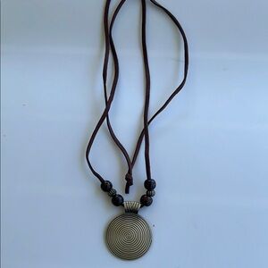 Brown and Silver Spiral Pendant Necklace